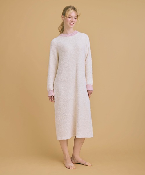 une nana cool(ウンナナクール)の「カラーブロッキング ワンピース(ルームワンピース・レディース・ブラウン/クリーム・M-L)」の4枚目の写真