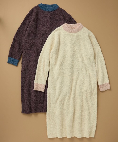 une nana cool(ウンナナクール)の「カラーブロッキング ワンピース(ルームワンピース・レディース・ブラウン/クリーム・M-L)」の7枚目の写真