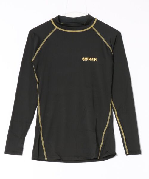 OUTDOOR PRODUCTS(アウトドアプロダクツ)の「【OUTDOOR/アウトドア】コンプレッションモック/長袖 モックネック ハイネック インナーウェア ベースレイヤースポーツ トレーニング ランニング 登山 吸汗速乾 ストレッチ(Tシャツ/カットソー・メンズ・ブラック×シルバー/ブラック×ゴールド・MEDIUM/LARGE/X-LARGE)」の5枚目の写真
