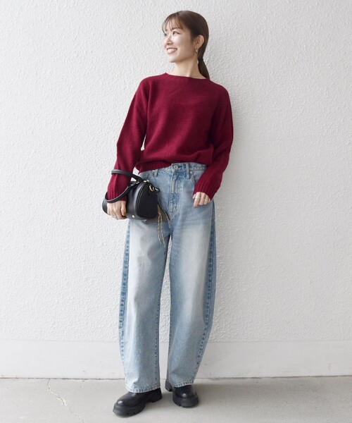 Harley of Scotland（ハーレーオブスコットランド）の「【SHIPS any別注】Harley of Scotland:〈手洗い可能〉シェットランド クルーネック ニット 25AW（ニット/セーター・レディース・ワイン/ブルー/ピンク・ONE SIZE）」の9枚目の写真