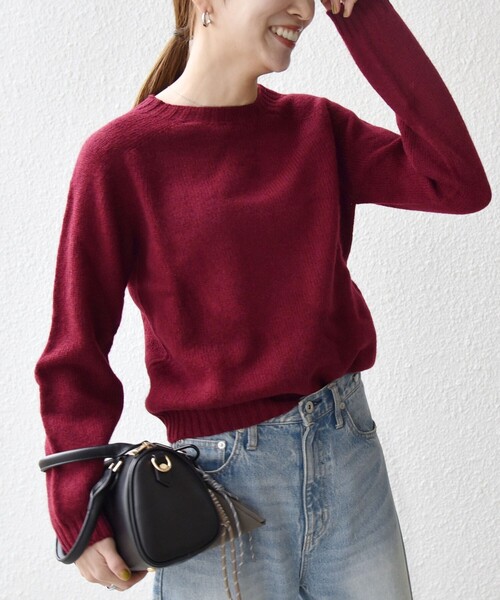 Harley of Scotland（ハーレーオブスコットランド）の「【SHIPS any別注】Harley of Scotland:〈手洗い可能〉シェットランド クルーネック ニット 25AW（ニット/セーター・レディース・ワイン/ブルー/ピンク・ONE SIZE）」の11枚目の写真