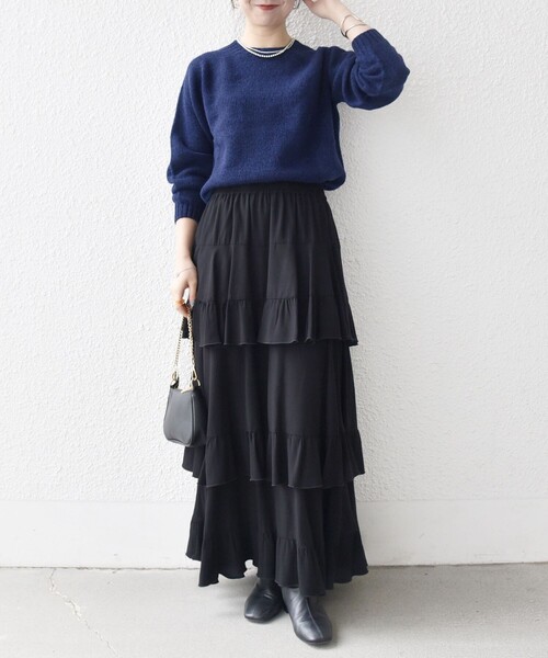 Harley of Scotland（ハーレーオブスコットランド）の「【SHIPS any別注】Harley of Scotland:〈手洗い可能〉シェットランド クルーネック ニット 25AW（ニット/セーター・レディース・ワイン/ブルー/ピンク・ONE SIZE）」の14枚目の写真