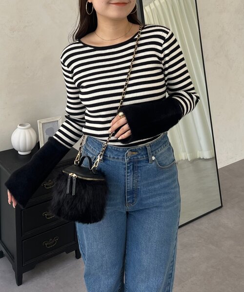 prose verse（プロズヴェール）の「袖シャギーニットトップス（ニット/セーター・レディース・ブラック系その他/ピンク/アイボリー/ブラック・LARGE/MEDIUM）」の8枚目の写真