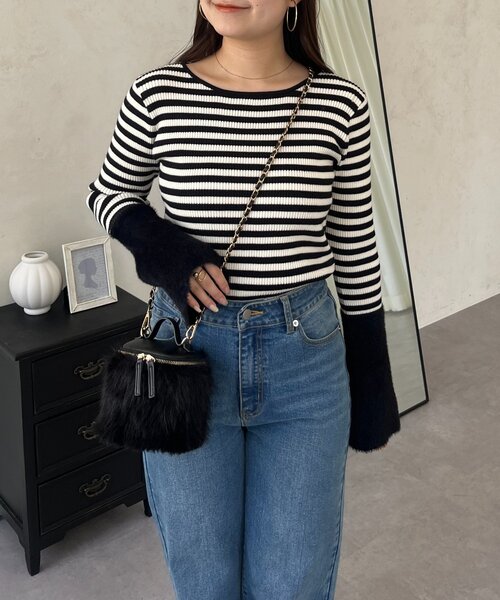 prose verse（プロズヴェール）の「袖シャギーニットトップス（ニット/セーター・レディース・ブラック系その他/ピンク/アイボリー/ブラック・LARGE/MEDIUM）」の9枚目の写真