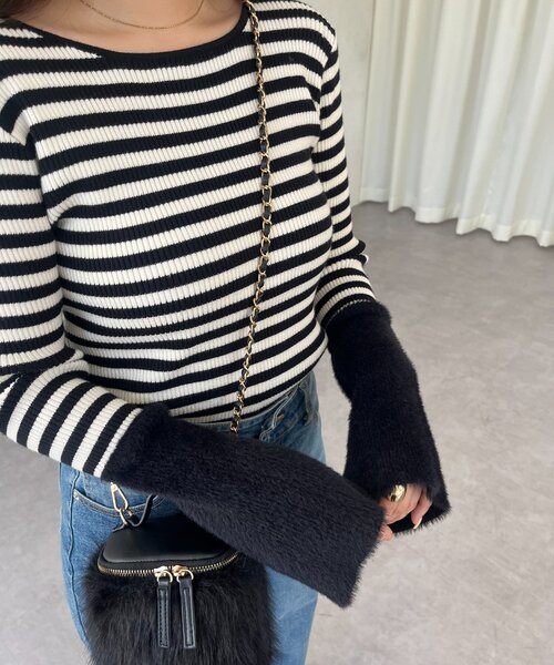 prose verse（プロズヴェール）の「袖シャギーニットトップス（ニット/セーター・レディース・ブラック系その他/ピンク/アイボリー/ブラック・LARGE/MEDIUM）」の5枚目の写真