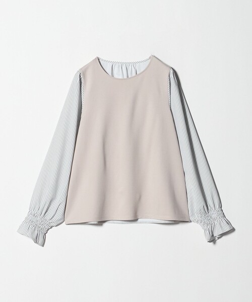A DAY IN THE LIFE UNITED ARROWS(アデイインザライフユナイテッドアローズ)の「カット×サテン キャンディスリーブトップス <A DAY IN THE LIFE>(Tシャツ/カットソー・レディース・ナチュラル/ネイビー/ダークグレー・FREE)」の2枚目の写真