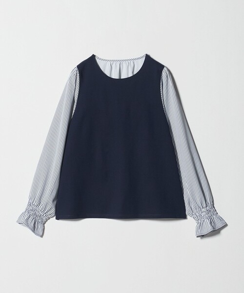 A DAY IN THE LIFE UNITED ARROWS(アデイインザライフユナイテッドアローズ)の「カット×サテン キャンディスリーブトップス <A DAY IN THE LIFE>(Tシャツ/カットソー・レディース・ナチュラル/ネイビー/ダークグレー・FREE)」の3枚目の写真