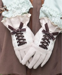 axes femme | ベロアリボンレースアップ手袋(手袋)