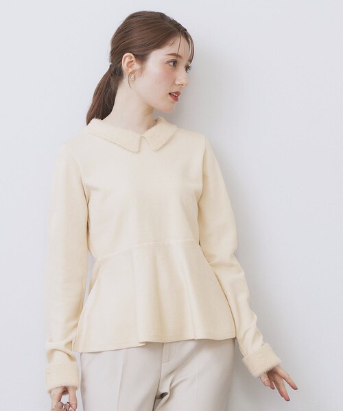 セール】フェザードッキングペプラムニット【洗濯機OK】（ニット