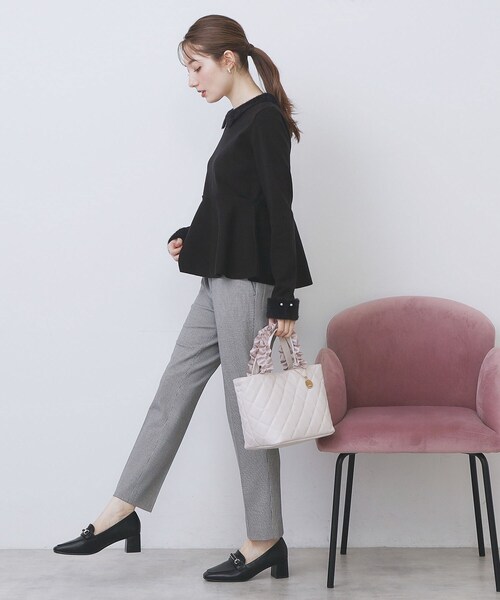 index（インデックス）の「フェザードッキングペプラムニット【洗濯機OK】（ニット/セーター・レディース・パープル/ブラック/オフホワイト・42/40/38/36）」の10枚目の写真