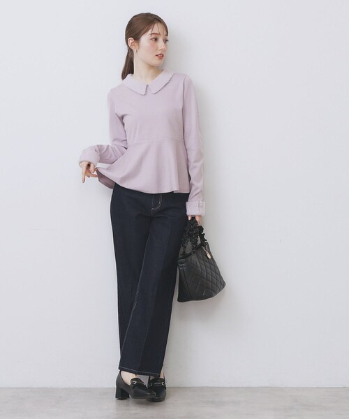 セール】フェザードッキングペプラムニット【洗濯機OK】（ニット