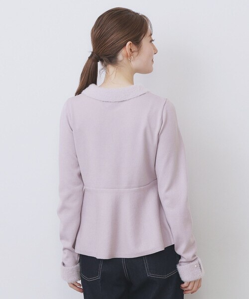 index（インデックス）の「フェザードッキングペプラムニット【洗濯機OK】（ニット/セーター・レディース・パープル/ブラック/オフホワイト・42/40/38/36）」の18枚目の写真