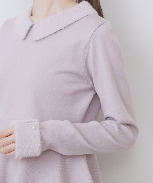 index（インデックス）の「フェザードッキングペプラムニット【洗濯機OK】（ニット/セーター・レディース・パープル/ブラック/オフホワイト・42/40/38/36）」の20枚目の写真
