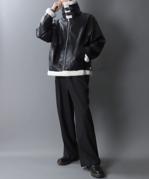 SANBI☆フェイクレザーオーバージャケット☆ブラックフリー 楽天市場】フェイクレザー オーバーサイズ ジャケット ブラック メンズ