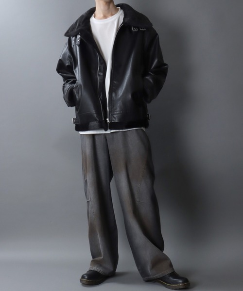 セール】Synthetic Leather B-3 Jacket/フェイクレザー オーバーサイズ