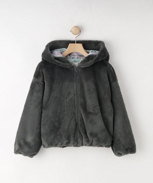 SHOO・LA・RUE（シューラルー）の「【130-150cm/スクール】耳付きエコファーパーカ（パーカー・キッズ・ライトベージュ/チャコールグレー・13/14/15 ）」の2枚目の写真