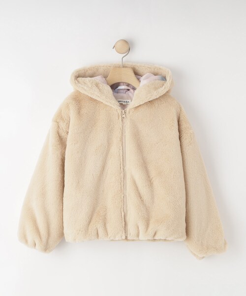 SHOO・LA・RUE（シューラルー）の「【130-150cm/スクール】耳付きエコファーパーカ（パーカー・キッズ・ライトベージュ/チャコールグレー・13/14/15 ）」の3枚目の写真