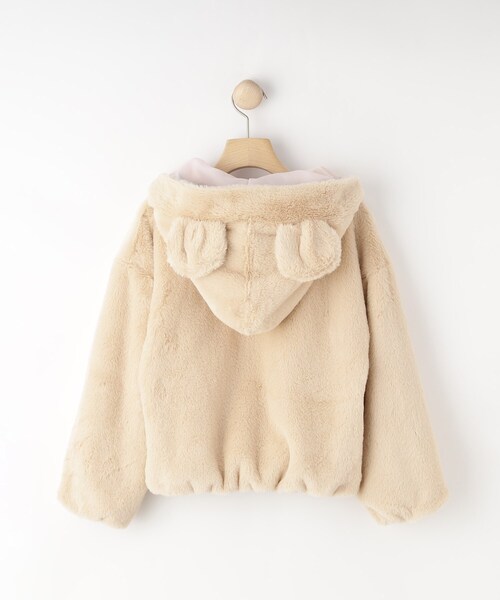 SHOO・LA・RUE（シューラルー）の「【130-150cm/スクール】耳付きエコファーパーカ（パーカー・キッズ・ライトベージュ/チャコールグレー・13/14/15 ）」の4枚目の写真