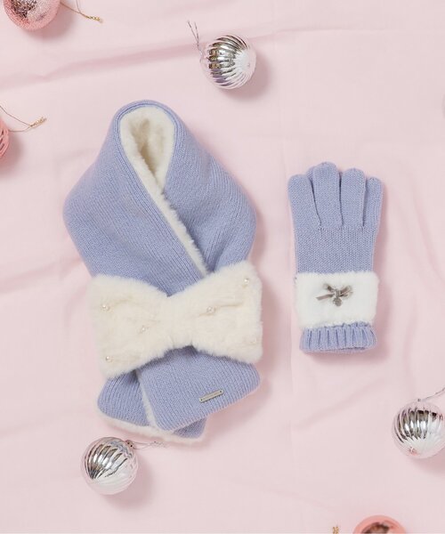 apres les cours（アプレレクール）の「リボンファーマフラー（マフラー・キッズ・アイボリー/サックスブルー/ピンク・120/140）」の18枚目の写真