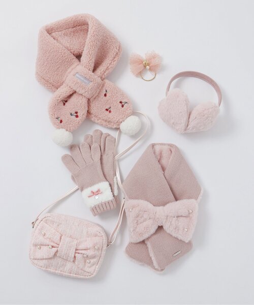 apres les cours（アプレレクール）の「リボンファーマフラー（マフラー・キッズ・アイボリー/サックスブルー/ピンク・120/140）」の5枚目の写真