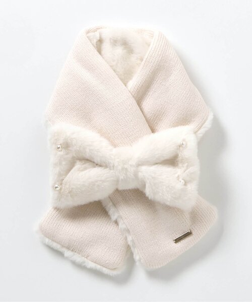 apres les cours（アプレレクール）の「リボンファーマフラー（マフラー・キッズ・アイボリー/サックスブルー/ピンク・120/140）」の7枚目の写真