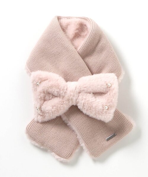 apres les cours（アプレレクール）の「リボンファーマフラー（マフラー・キッズ・アイボリー/サックスブルー/ピンク・120/140）」の8枚目の写真