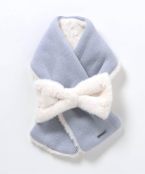 apres les cours（アプレレクール）の「リボンファーマフラー（マフラー・キッズ・アイボリー/サックスブルー/ピンク・120/140）」の9枚目の写真