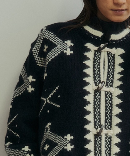 Libra Cue(リブラ キュー)の「クロスステッチニットカーディガン(ニット/セーター・レディース・ブラック・FREE)」の10枚目の写真