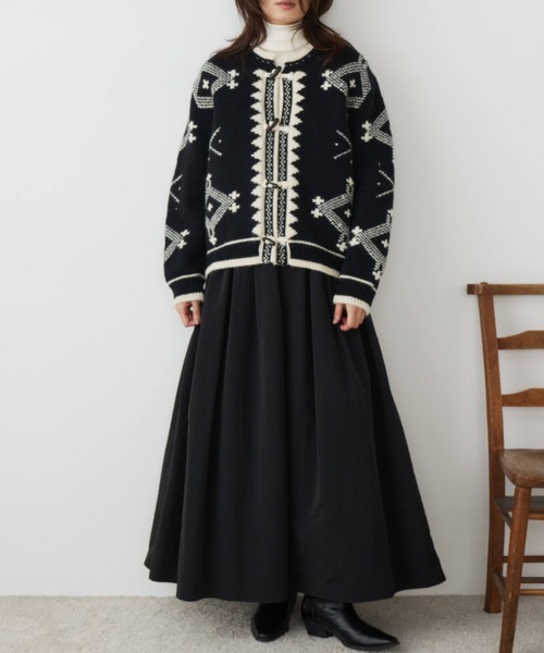 Libra Cue(リブラ キュー)の「クロスステッチニットカーディガン(ニット/セーター・レディース・ブラック・FREE)」の17枚目の写真