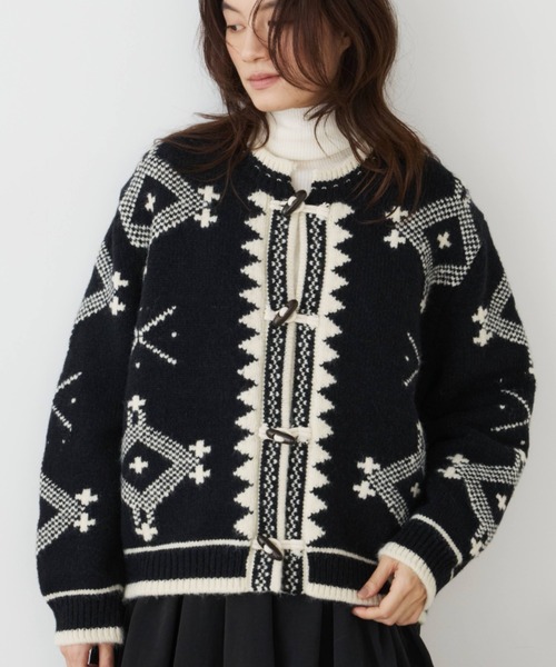 Libra Cue(リブラ キュー)の「クロスステッチニットカーディガン(ニット/セーター・レディース・ブラック・FREE)」の14枚目の写真