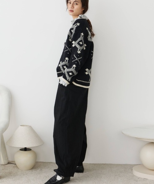 Libra Cue(リブラ キュー)の「クロスステッチニットカーディガン(ニット/セーター・レディース・ブラック・FREE)」の20枚目の写真