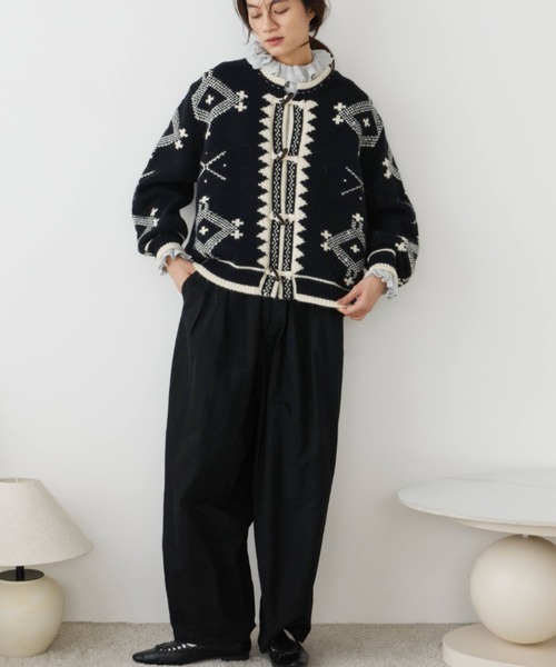 Libra Cue(リブラ キュー)の「クロスステッチニットカーディガン(ニット/セーター・レディース・ブラック・FREE)」の21枚目の写真