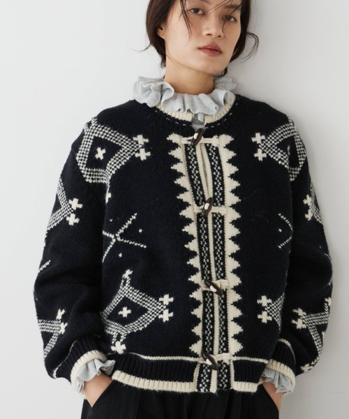 Libra Cue(リブラ キュー)の「クロスステッチニットカーディガン(ニット/セーター・レディース・ブラック・FREE)」の18枚目の写真