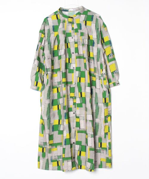 sandy（サンディー）の「プリントタックワンピース（ワンピース・レディース・その他/その他1/ネイビー/グリーン・FREE）」の4枚目の写真