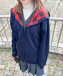 Vini（ヴィニ）の「【Vini】チェック ライニング パーカー（パーカー）」