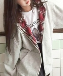 Vini（ヴィニ）の「【Vini】チェック ライニング パーカー（パーカー）」