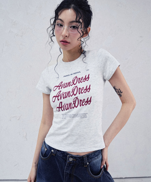 AVANDRESS(アバンドレス )の「Bagel Crop T-shirt - 3COL(Tシャツ/カットソー・レディース・アイボリー/ホワイト/チャコール・SMALL/MEDIUM)」の6枚目の写真