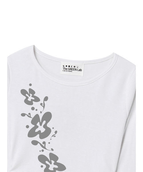 THE GREEN LAB（ザグリーンラボ）の「フラワーシャーリングロングスリーブ長袖Tシャツ[ホワイト]（Tシャツ/カットソー・レディース・その他・FREE）」の8枚目の写真