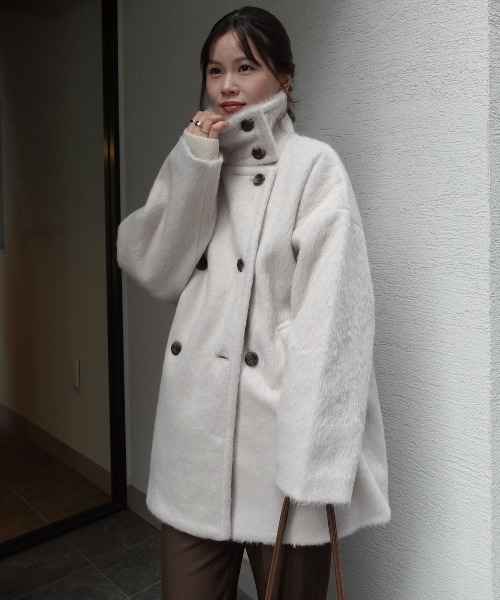 シャギースタンドカラーコート（ステンカラーコート）｜CORNERS