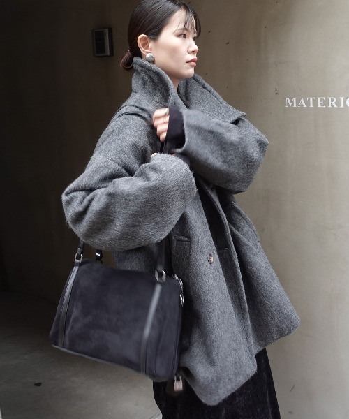 CORNERS(コーナーズ)の「シャギースタンドカラーコート(ステンカラーコート・レディース・ブラウン/アイボリー/チャコールグレー・M/L)」の13枚目の写真