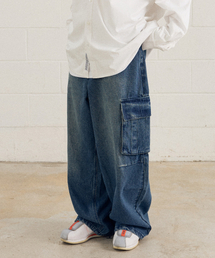 F.ILLUMINATE（フィルミネイト）の「ウォッシュドデニムカーゴパンツ-インディゴ（デニムパンツ）」