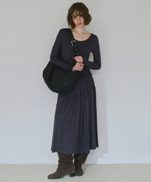MILLO WOMEN（ミロウーマン）の「Jersey Shirring Maxi Dress [Charcoal]（ワンピース）」