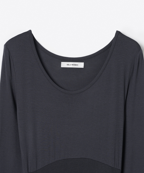 MILLO WOMEN（ミロウーマン）の「ジャージシャーリングマキシドレス[チャコール]（ワンピース・レディース・その他・SMALL/MEDIUM）」の4枚目の写真