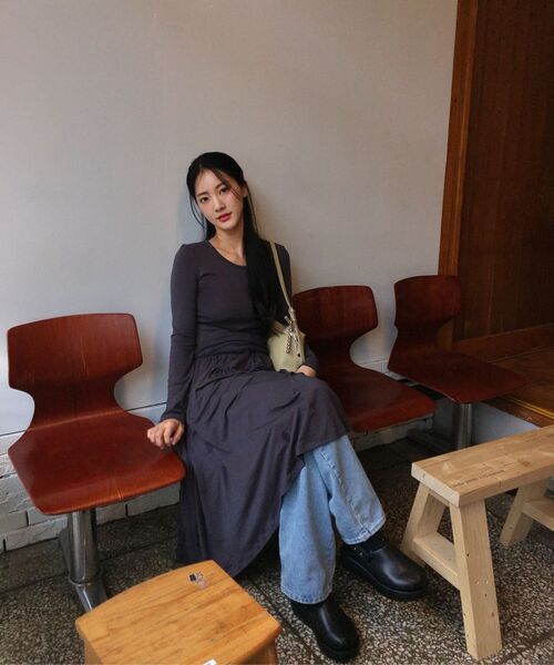 MILLO WOMEN（ミロウーマン）の「ジャージシャーリングマキシドレス[チャコール]（ワンピース・レディース・その他・SMALL/MEDIUM）」の8枚目の写真