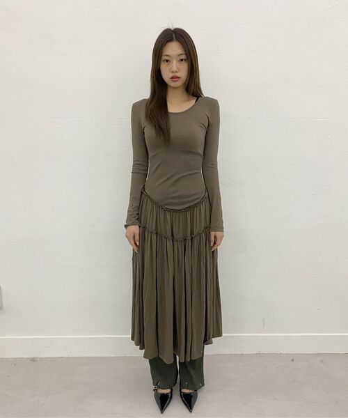 MILLO WOMEN（ミロウーマン）の「ジャージシャーリングマキシドレス[チャコール]（ワンピース・レディース・その他・SMALL/MEDIUM）」の9枚目の写真