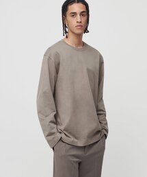 ヘビーウェイトリラックスクルーネック長袖Tシャツ[ダスティベージュ]