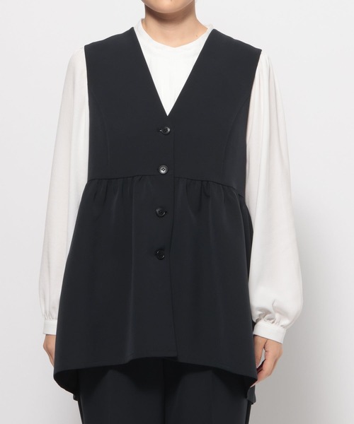 LEPSIM（レプシィム）の「【入卒式／セレモニー】Wクロス切り替えベスト　598356（その他アウター・レディース・ネイビー/グレイッシュベージュ/ブラック・FREE）」の8枚目の写真