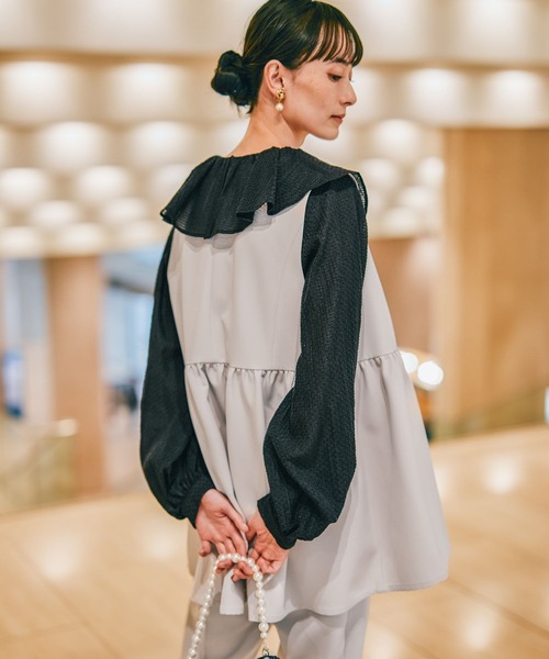 LEPSIM（レプシィム）の「【入卒式／セレモニー】Wクロス切り替えベスト　598356（その他アウター・レディース・ネイビー/グレイッシュベージュ/ブラック・FREE）」の20枚目の写真