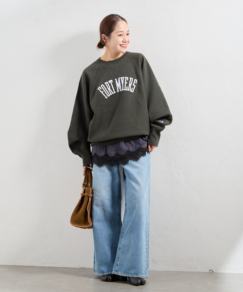 Champion（チャンピオン）の「別注【CHAMPION/チャンピオン】for JS ワッペンツキスウェット（スウェット・レディース・ブラック系その他/チャコールグレー/アイボリー/グリーン・LARGE）」の5枚目の写真