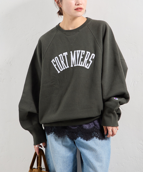 Champion（チャンピオン）の「別注【CHAMPION/チャンピオン】for JS ワッペンツキスウェット（スウェット・レディース・ブラック系その他/チャコールグレー/アイボリー/グリーン・LARGE）」の9枚目の写真